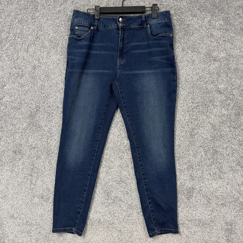 Tahari Jeans Womens 14/32 32x26 Blue Skinny Stretch Denim Preppy Dark Academia